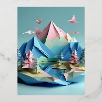 papier 3d, paysage de lac, montagnes,