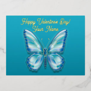 Carte Postale De Vacances En Aluminium  Papillon Turquoise