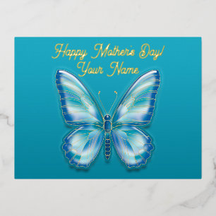 Carte Postale De Vacances En Aluminium Papillon Turquoise