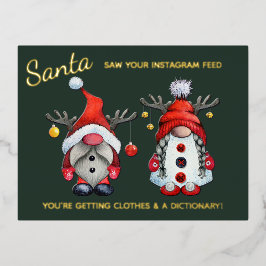 Carte Postale De Vacances En Aluminium Père Noël drôle a vu vos médias sociaux après Noël