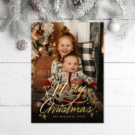 Carte Postale De Vacances En Aluminium Photo de Joyeux Noël à la main scintillante