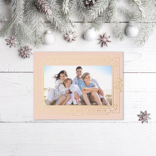 Carte Postale De Vacances En Aluminium Photo du Nouvel An Art Déco