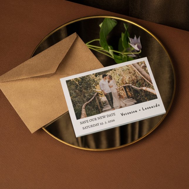 Carte Postale De Vacances En Aluminium Photo Enregistrer la date Modèle (Créateur téléchargé)