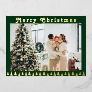 Carte Postale De Vacances En Aluminium Photo famille verte Noël