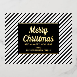 Carte Postale De Vacances En Aluminium Rayures Classiques Noir Et Blanc Joyeux Noël