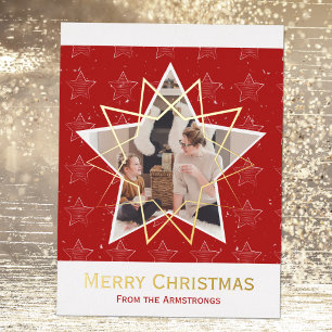 Carte Postale De Vacances En Aluminium Red Foil Stars Joyeux Noël Photo