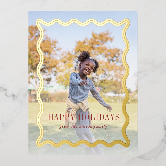 Carte Postale De Vacances En Aluminium Retro Wavy Frame Holidays Full Photo (Recto)