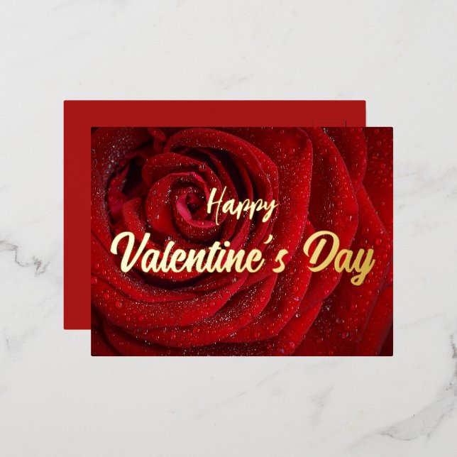 Carte Postale De Vacances En Aluminium Rose rouge, Valentine (Recto/Verso)