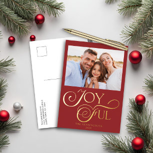 Carte Postale De Vacances En Aluminium Rouge moderne Joyeux Noël Foil Photo