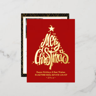 Carte Postale De Vacances En Aluminium Salutation d'entreprise Élégant Gold Script Busine