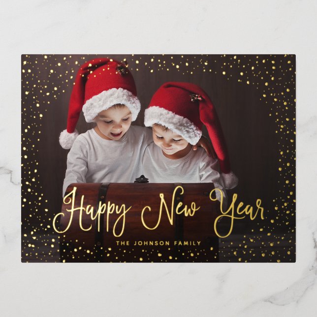 Carte Postale De Vacances En Aluminium Script de neige moderne 2 photo (Recto)
