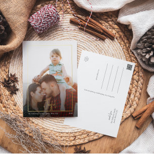 Carte Postale De Vacances En Aluminium Script de Noël Joyeux moderne   Or photo encadrée
