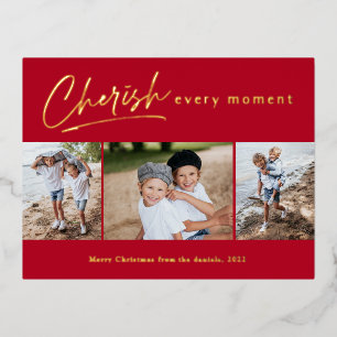 Carte Postale De Vacances En Aluminium Simple Script Cherish Chaque instant Photo Collage