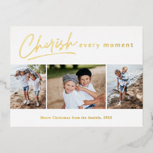 Carte Postale De Vacances En Aluminium Simple Script Cherish Chaque instant Photo Collage