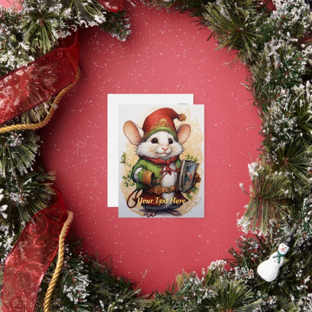 Carte Postale De Vacances En Aluminium Souris de Noël 2 (Insitu)
