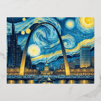 Carte Postale De Vacances En Aluminium Starry Night St. Louis Missouri