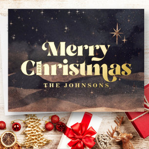 Carte Postale De Vacances En Aluminium Starry Night Winter Sky Moderne Élégant Chic