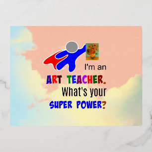Carte Postale De Vacances En Aluminium Superhero professeur d'art
