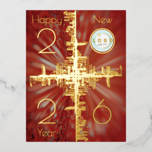 Carte Postale De Vacances En Aluminium Symétrie de ville - or - Logo nouvel an 2026