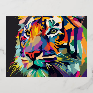 Carte Postale De Vacances En Aluminium Tiger visage pop art