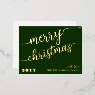Carte Postale De Vacances En Aluminium Typographie minimaliste Joyeux Noël chic