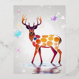 Carte Postale De Vacances En Aluminium Un cerf aux taches qui se transforment en étoiles