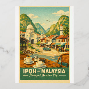 Carte Postale De Vacances En Aluminium Voyage rétro à Ipoh City, Malaisie