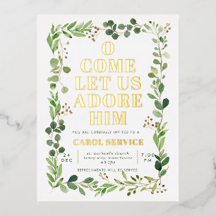 Carte Postale De Vacances En Aluminium Watercolor Green Church Christmas Carol Service