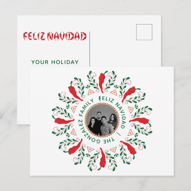 Carte postale de vacances Feliz Navidad avec photo (Devant / Derrière)