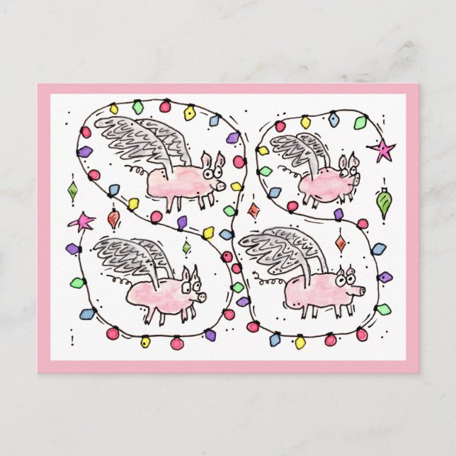 Carte postale de vacances "Flying Future Bacon" (Devant)