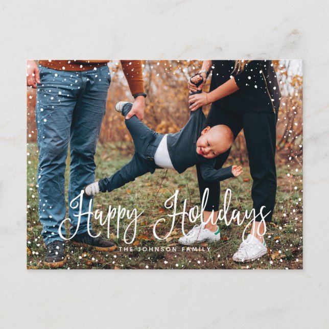 Carte postale de vacances photo avec écriture neig (Devant)