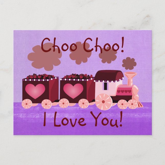 Carte postale de Valentine de train de Choo Choo (Devant)