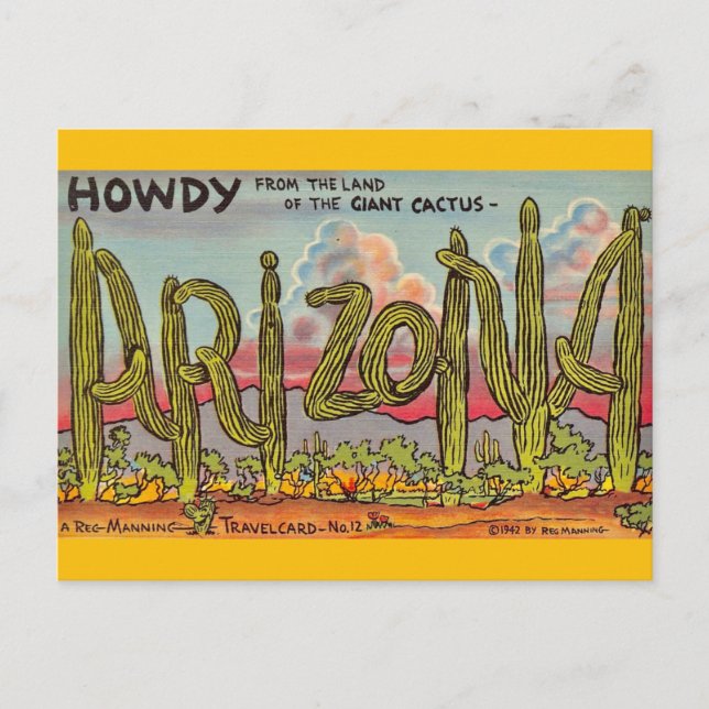 Carte postale de voeux Arizona Cactus (Devant)