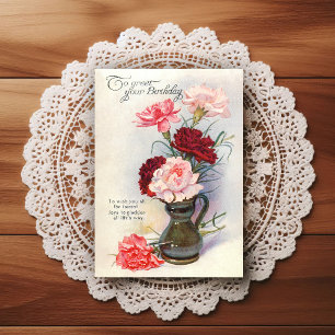 Carte postale de vœux d'anniversaire vintage début
