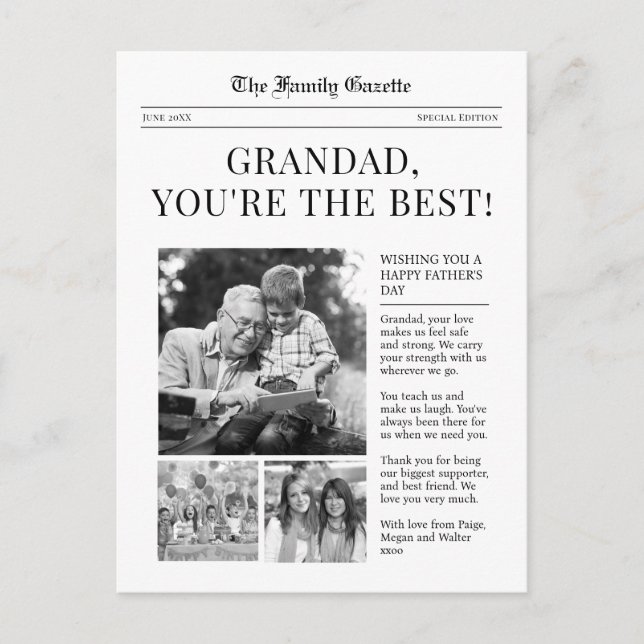 Carte postale de vœux de fête des pères pour grand (Devant)