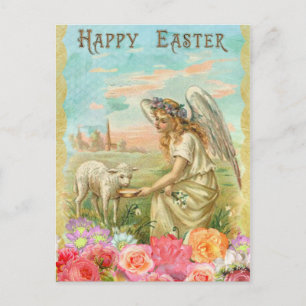 Carte postale de voeux de Pâques vintage Angel