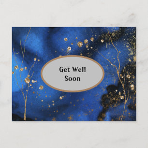 Carte postale de vœux de rétablissement bleu et or