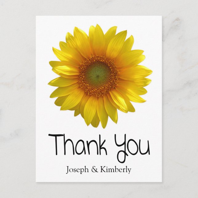 Carte postale de voeux de tournesol Merci personna (Devant)