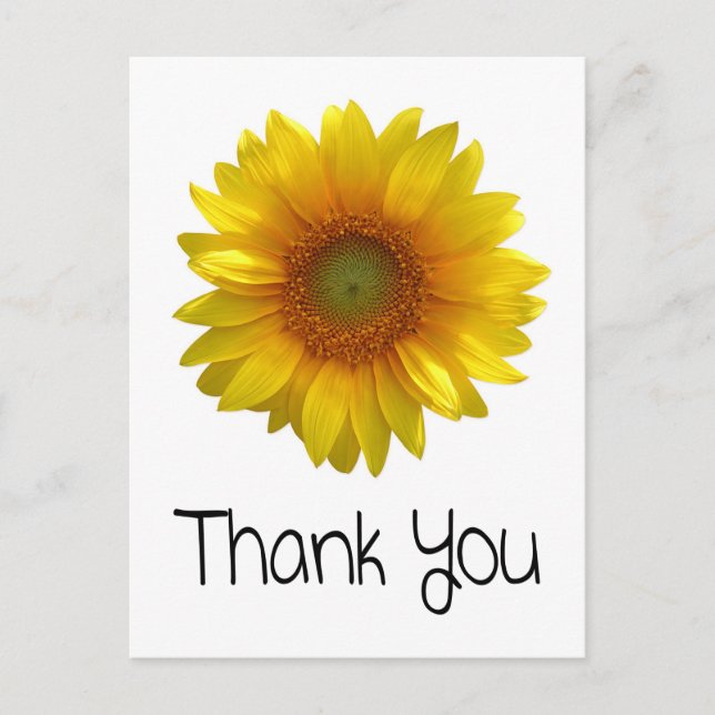 Carte postale de voeux de tournesol Merci personna (Devant)