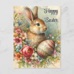 Carte postale de vœux de vacances de lapin de Pâqu