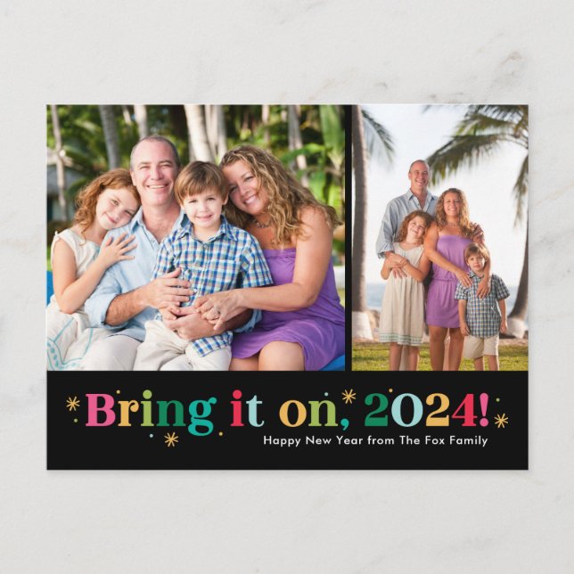 Carte postale de vœux pour la nouvelle année avec  (Devant)