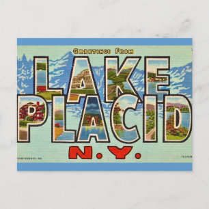 Carte postale de vœux vintage de Lake Placid