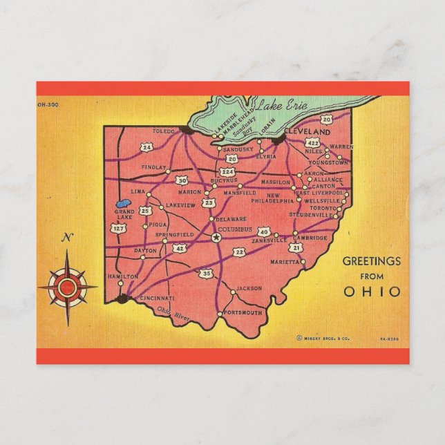 Carte postale de voeux vintage Ohio (Devant)