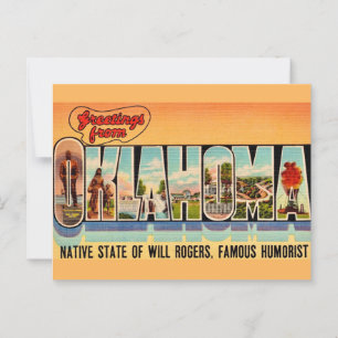 Carte postale de vœux vintage Oklahoma