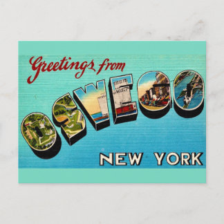 Carte postale de vœux vintage Oswego NY