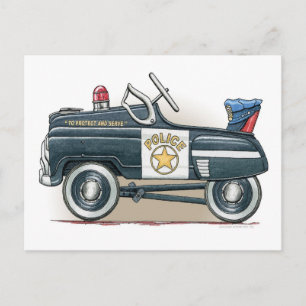 Carte postale de voiture de pédale de police