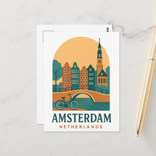 Carte postale de voyage à Amsterdam - Ville néerla