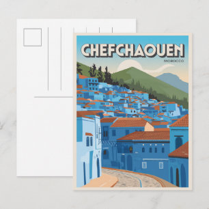 Carte postale de voyage à Chefchaouen, Maroc, cade
