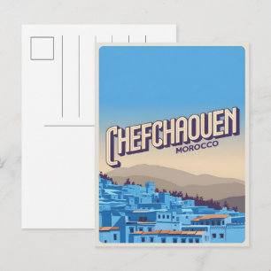 Carte postale de voyage à Chefchaouen, ville bleue