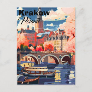 Carte postale de voyage à Cracovie en Pologne, car